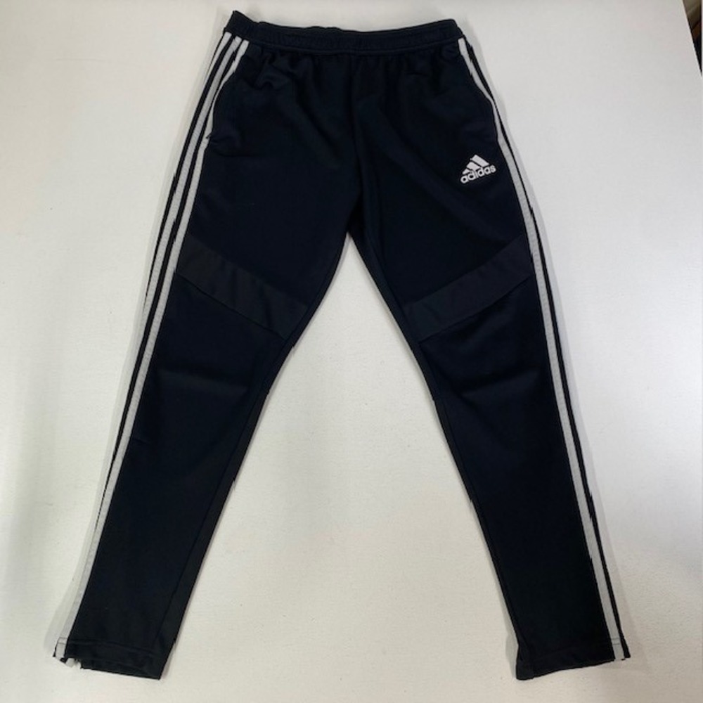 Adidas Mens Training Pants Black White Striped Soccer Joggers Size‎ L